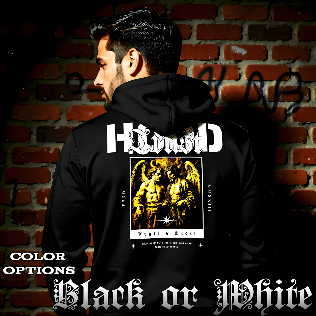 TRUST Angel & Devil Renaissance Oversized Streetwear Hoodie | Project Hood 11 - Project Hood