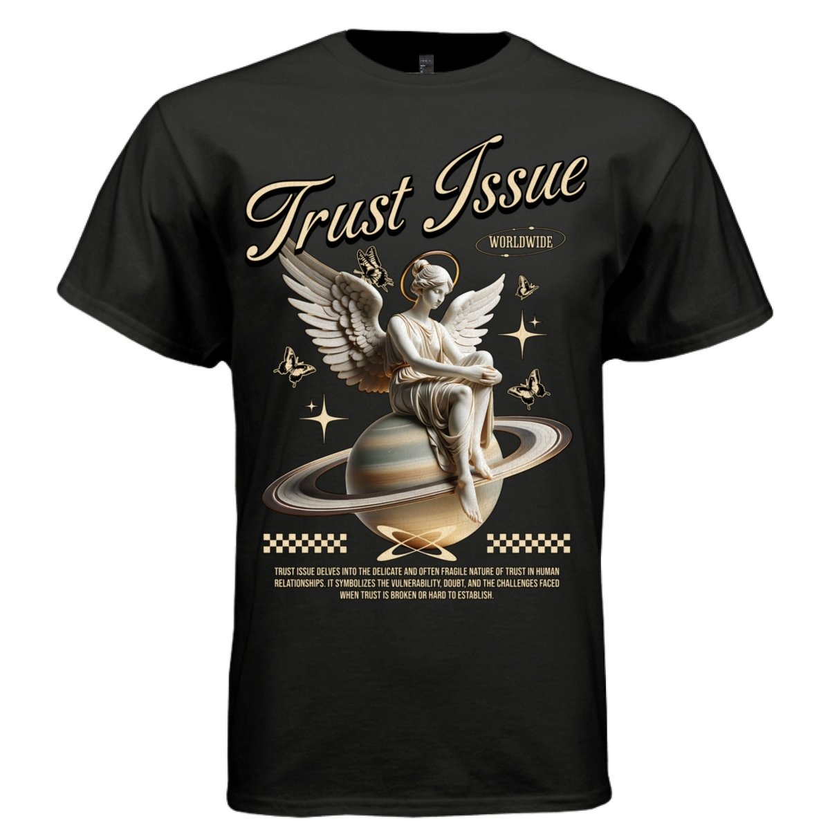 Trust Issue Marble Angel Saturn Planet Butterflies Oversized Streetwear T-Shirt | Project Hood 118 - Project Hood