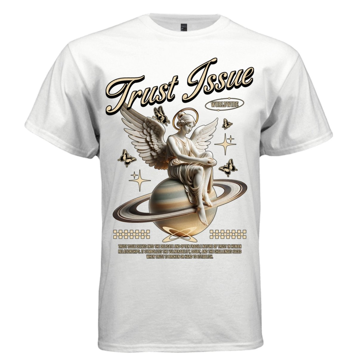 Trust Issue Marble Angel Saturn Planet Butterflies Oversized Streetwear T-Shirt | Project Hood 118 - Project Hood