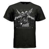 Twin Angel Urban Style Graphic T-Shirt | Gothic Calligraphy Streetwear | Duality and Unity | Project Hood 39 - Project Hood