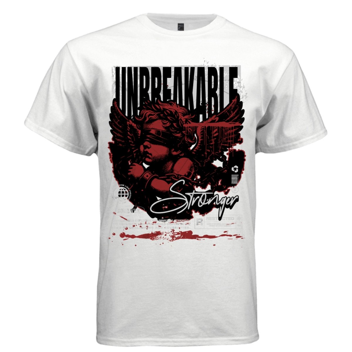 UNBREAKABLE Stronger Blindfolded Angel Chains Oversized Streetwear T-Shirt | Project Hood 114 - Project Hood