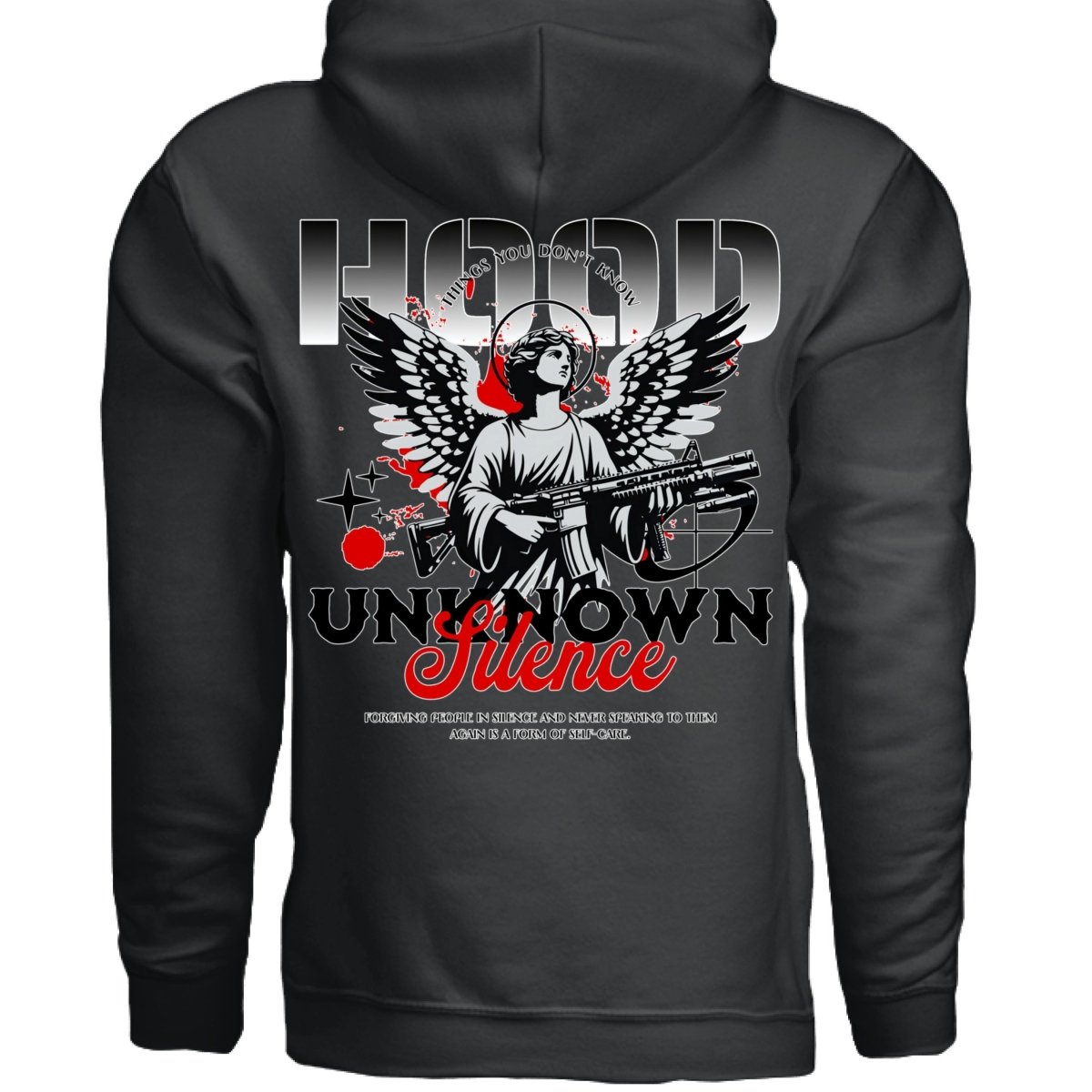 UNKNOWN SILENCE Dark Angel Rifle Red Oversized Hoodie | Project Hood 79 - Project Hood