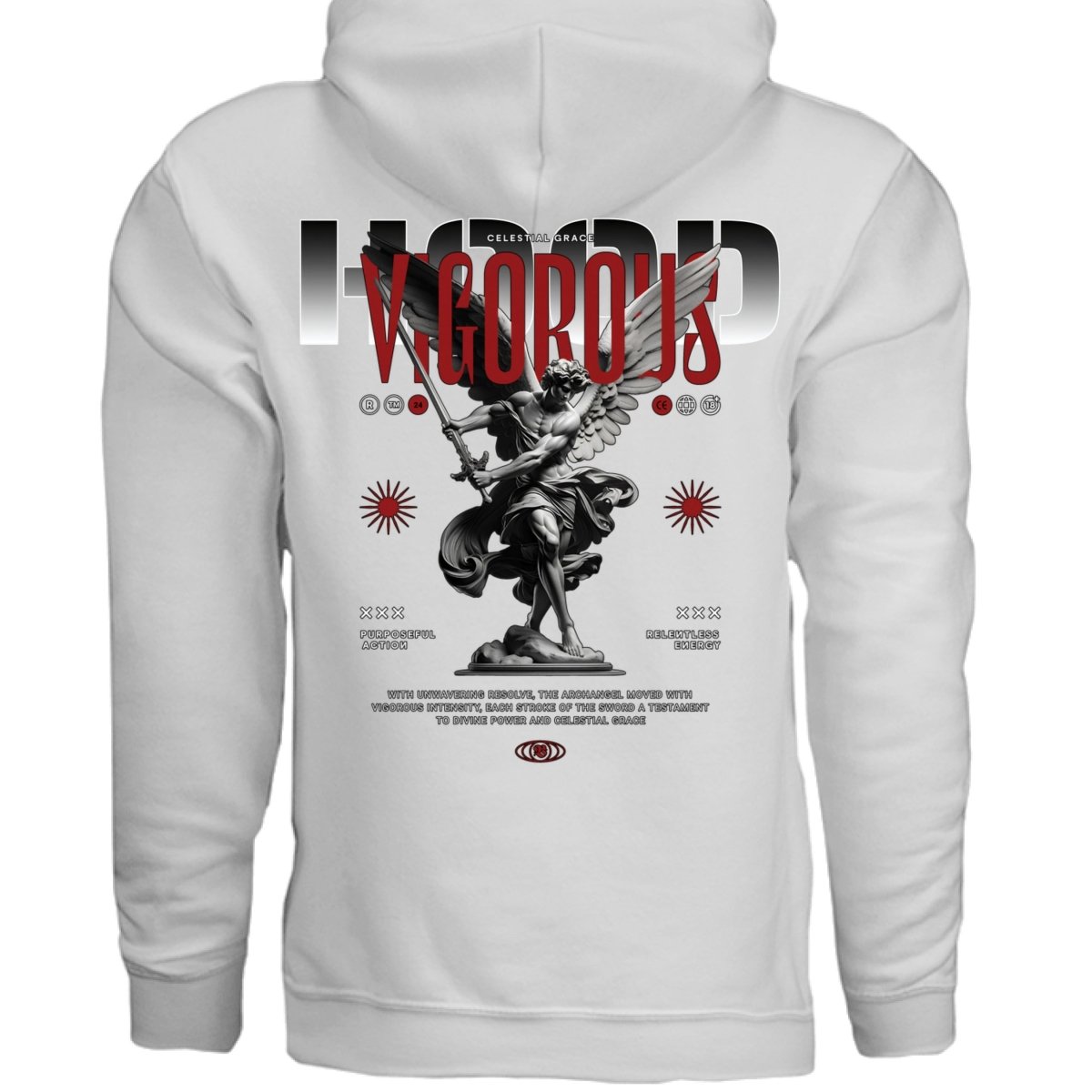 VIGOROUS Red Angel Marble Sword Celestial Grace Oversized Hoodie | Project Hood 134 - Project Hood