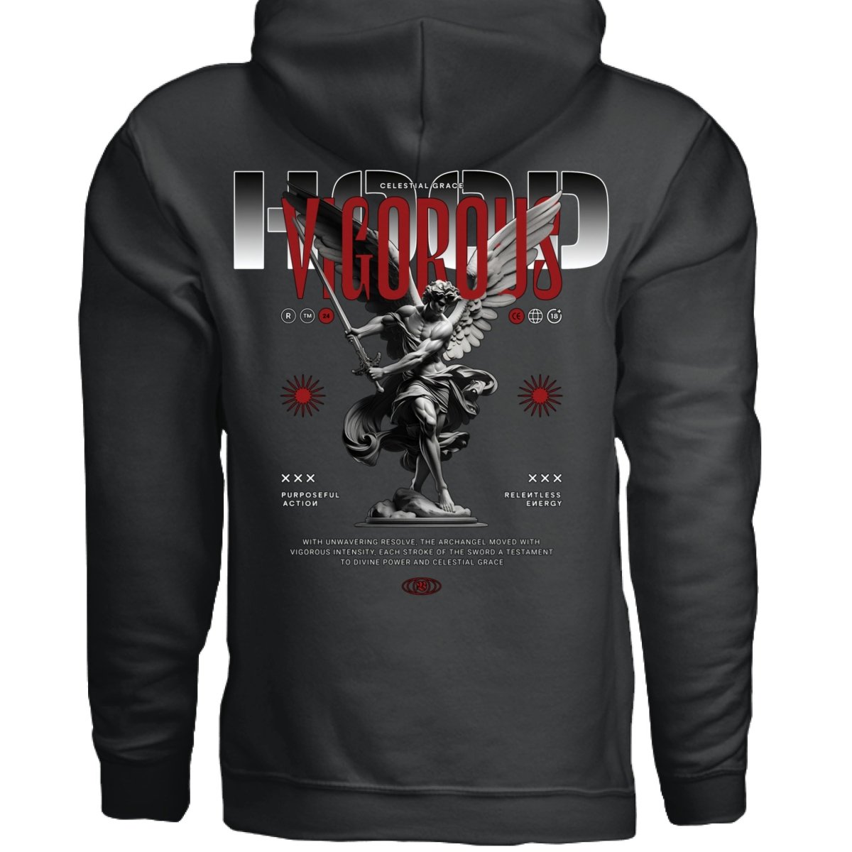 VIGOROUS Red Angel Marble Sword Celestial Grace Oversized Hoodie | Project Hood 134 - Project Hood
