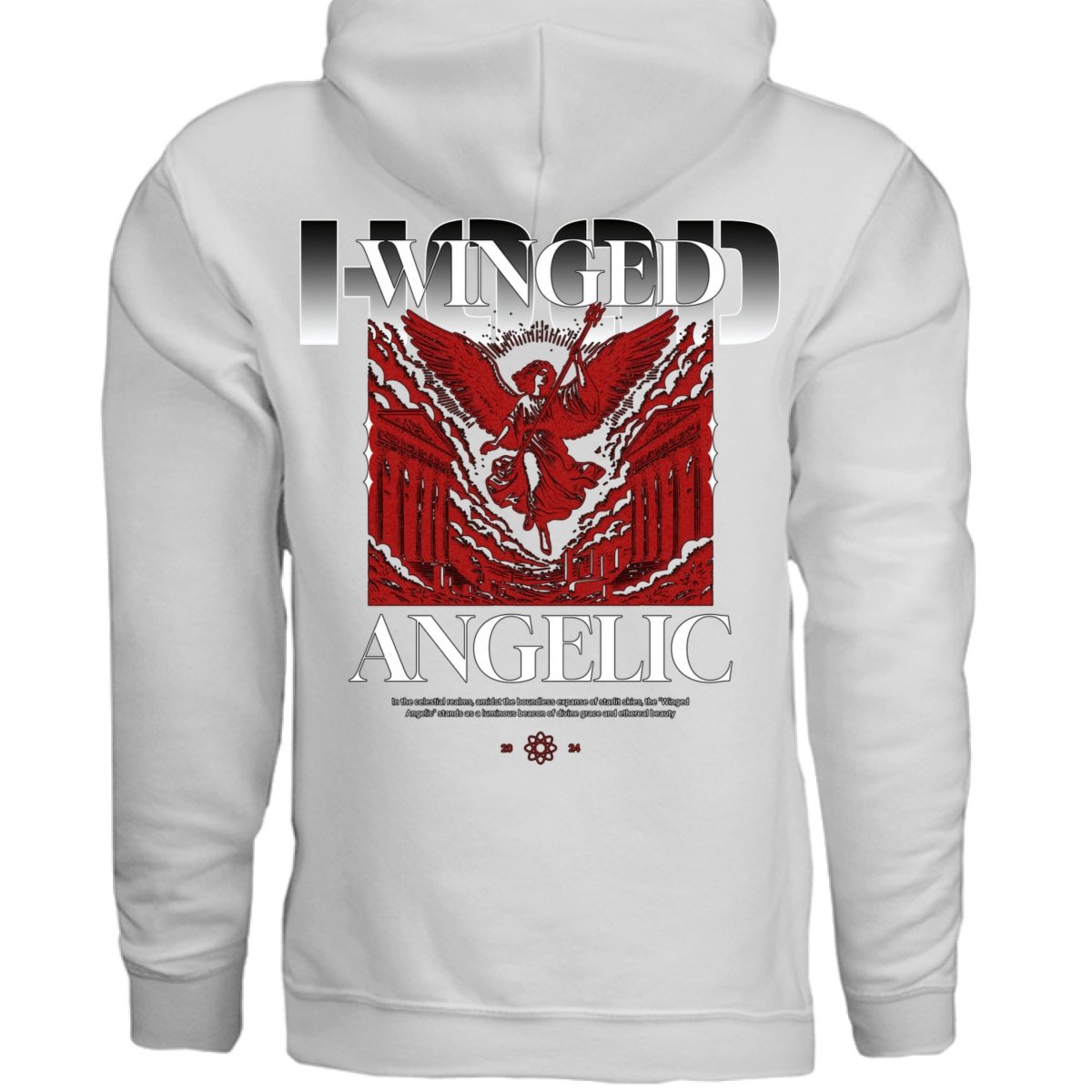 WINGED ANGELIC Red Angel Temple Columns Gothic Oversized Hoodie | Project Hood 119 - Project Hood