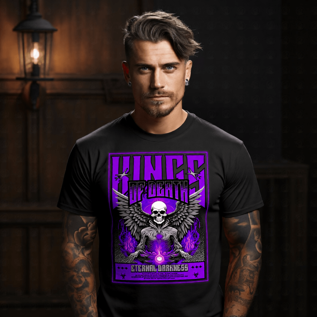 WINGS OF DEATH Graphic T-Shirt | Neon Purple Goth Streetwear | Eternal Darkness | Project Hood | 43 - Project Hood