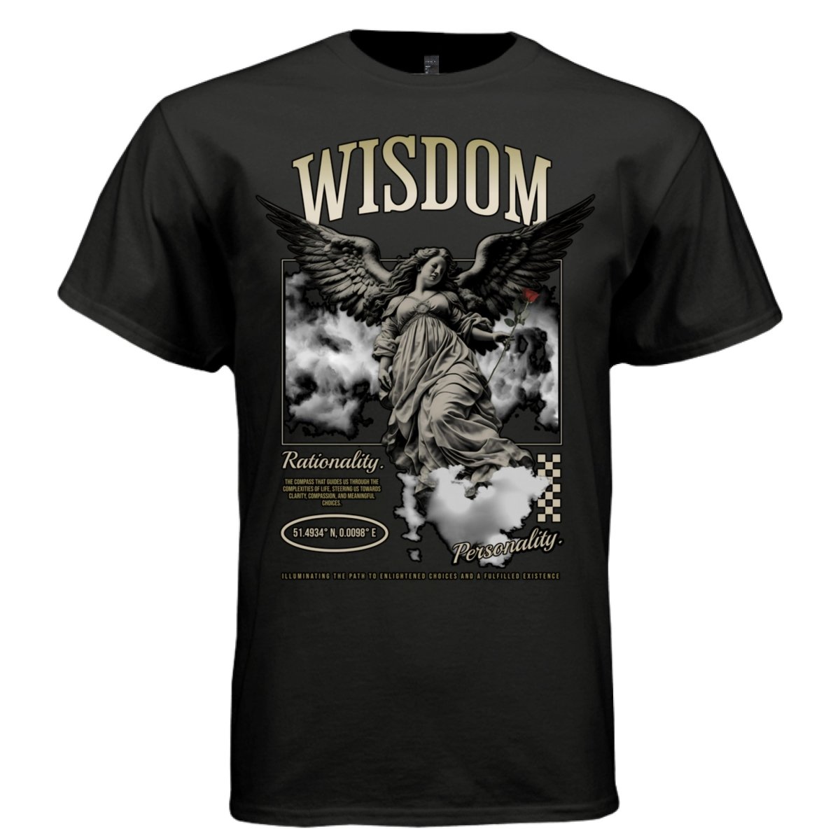 WISDOM Angel Graphic T-Shirt | Gothic Streetwear | Rationality and Personality | I Lost My Mind | Project Hood | 42 - Project Hood